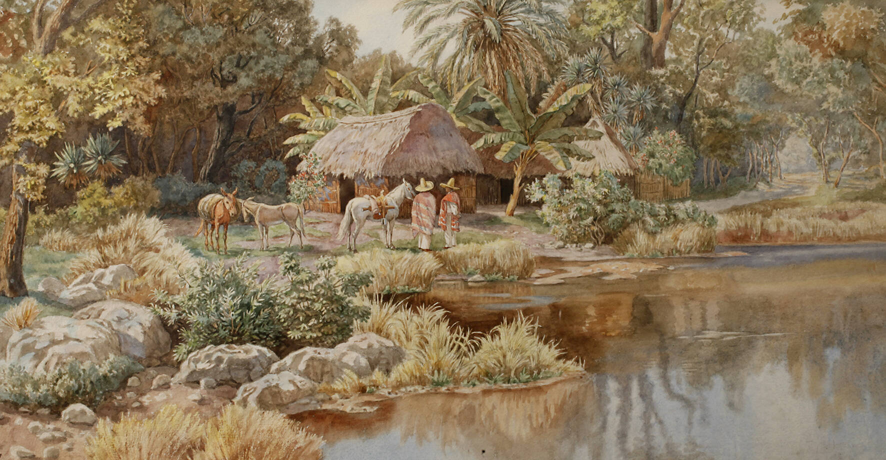 Am See in tropischer Landschaft