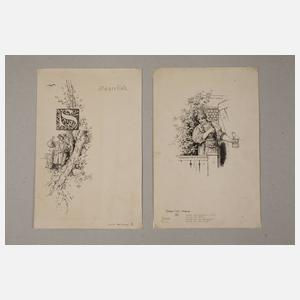 Prof. Carl Gehrts, Paar Illustrationszeichnungen