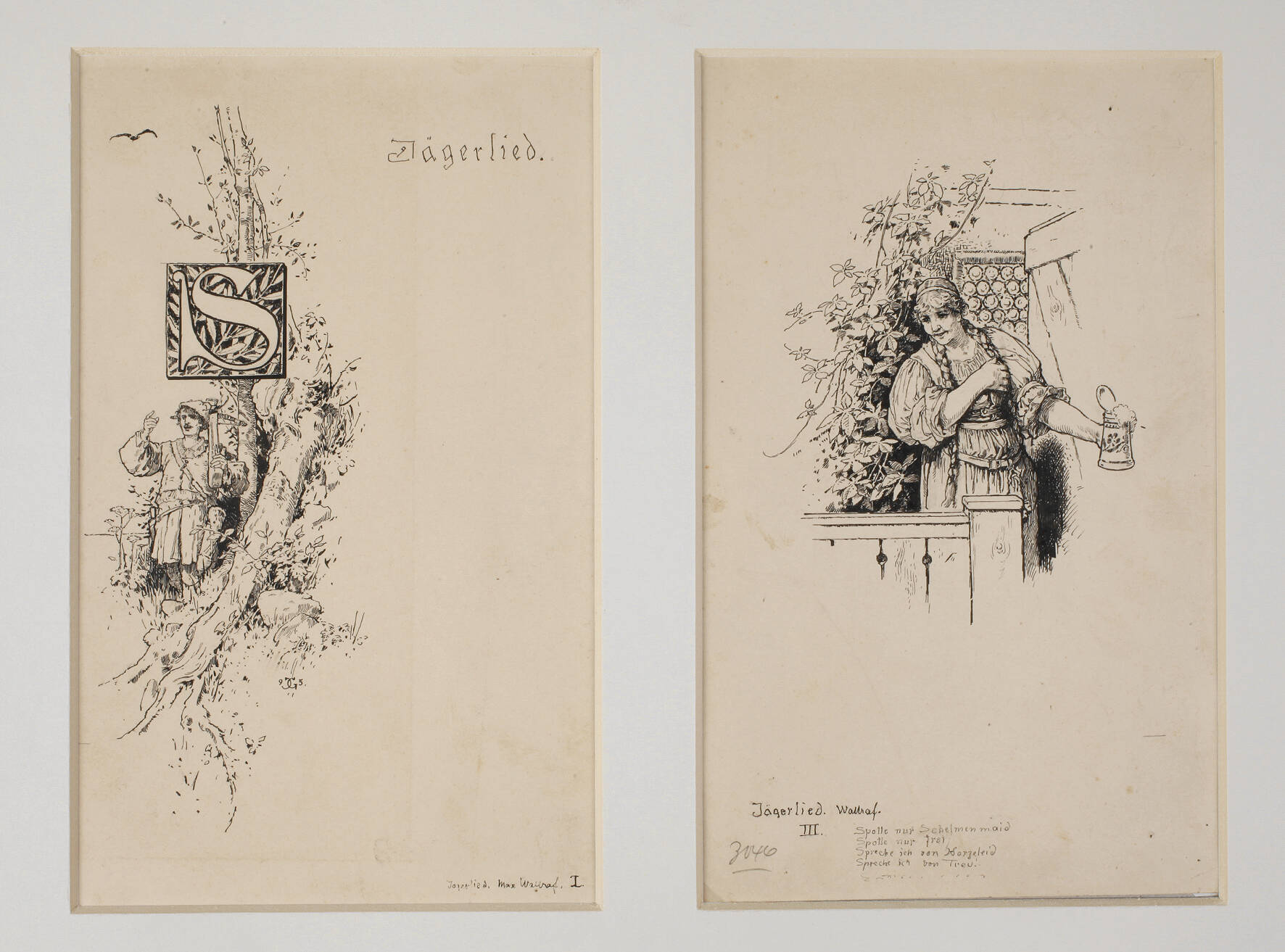 Prof. Carl Gehrts, Paar Illustrationszeichnungen