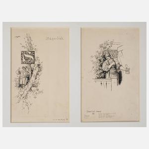 Prof. Carl Gehrts, Paar Illustrationszeichnungen