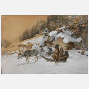 Prof. Erwin Oehme, Männer in nordischer Landschaft