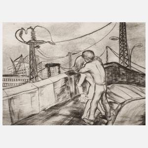 Prof. Lea Grundig, Liebespaar auf Brücke