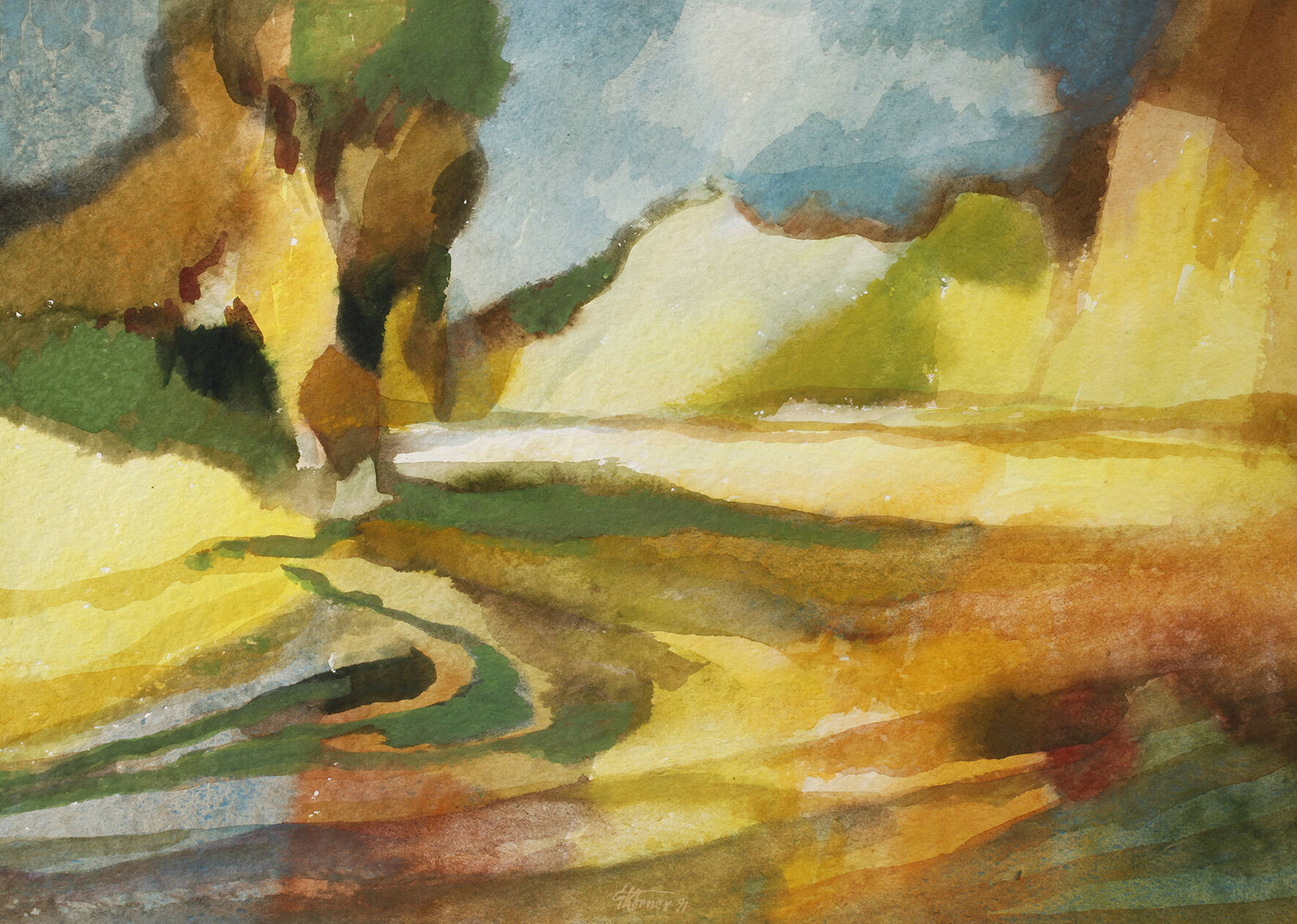 Gottfried Körner, stilisierte Auenlandschaft