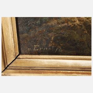 Emil von Ernst, Pastorale Landschaft mit Ruine