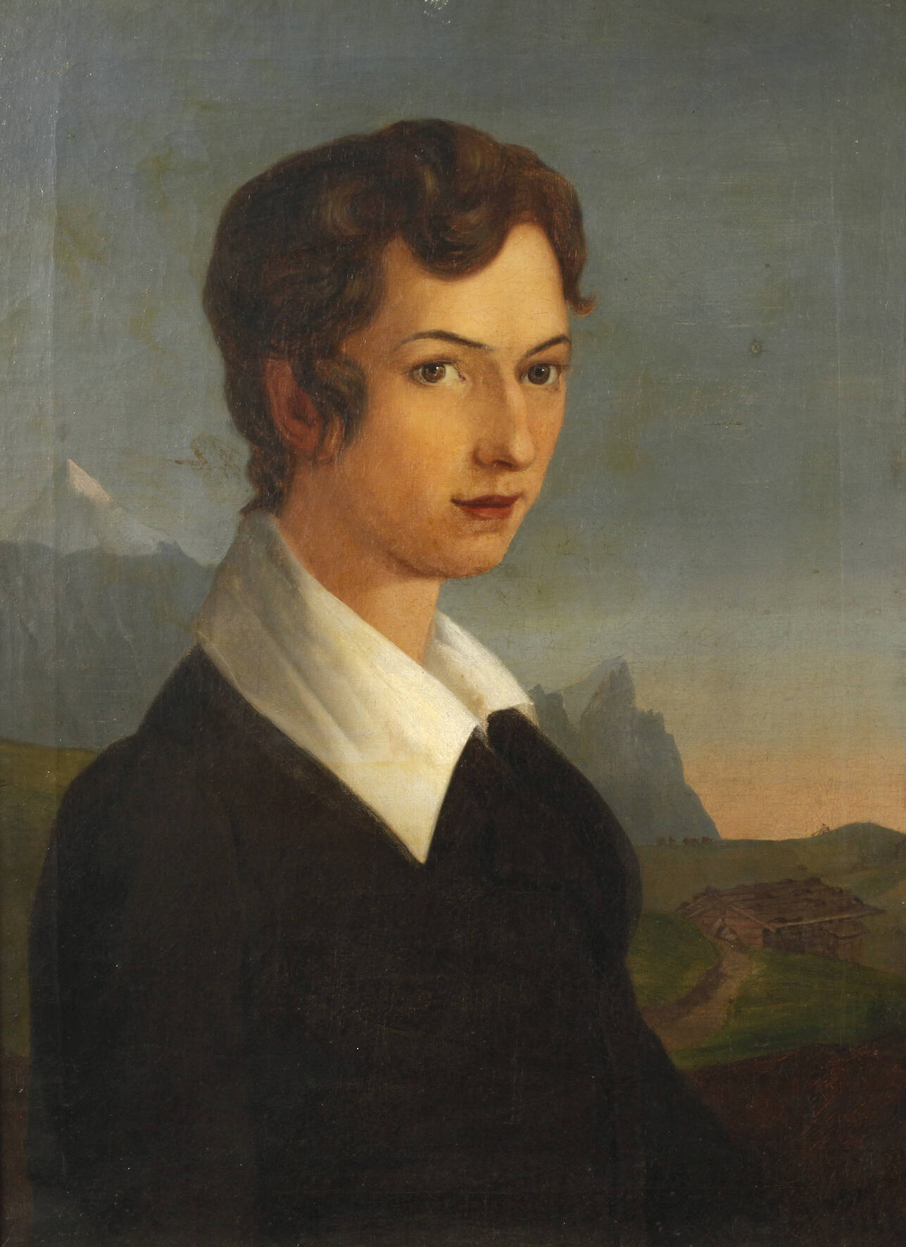 Monogrammist WP, Dame vor Felsmassiv