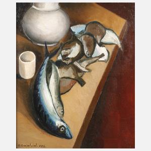 Albert Edouard Chazavil, Stillleben mit Fischen