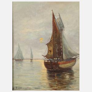 H. Edelmann, Boote im Mondlicht