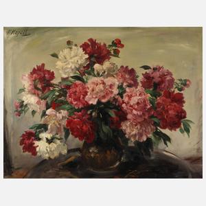 Paul Kapell, Blumenstillleben mit Pfingstrosen