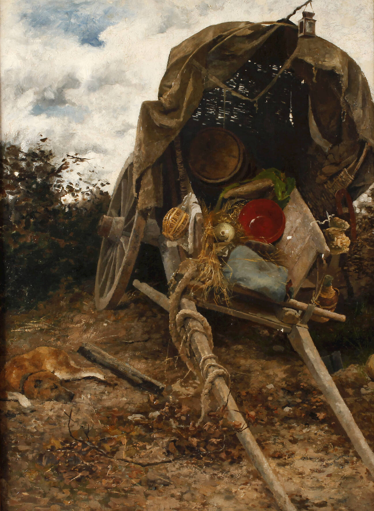 Fritz Rabending, attr., Bauernkarren am Feldrand