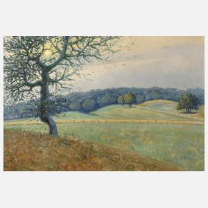 A. Rasmussen, Weite Wiesenlandschaft mit Baum