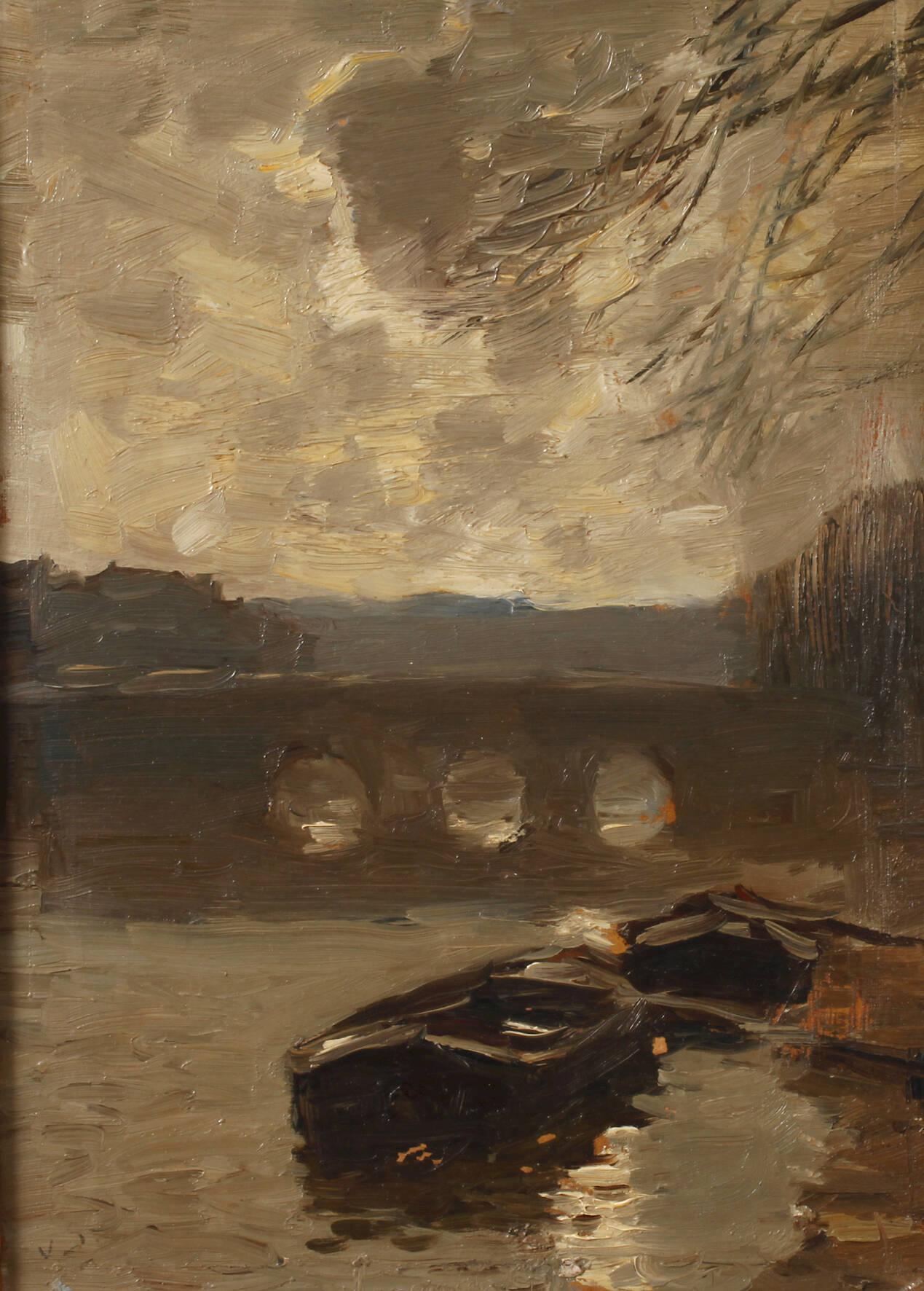 Louis van Soest, attr., Seinebrücke im Mondschein