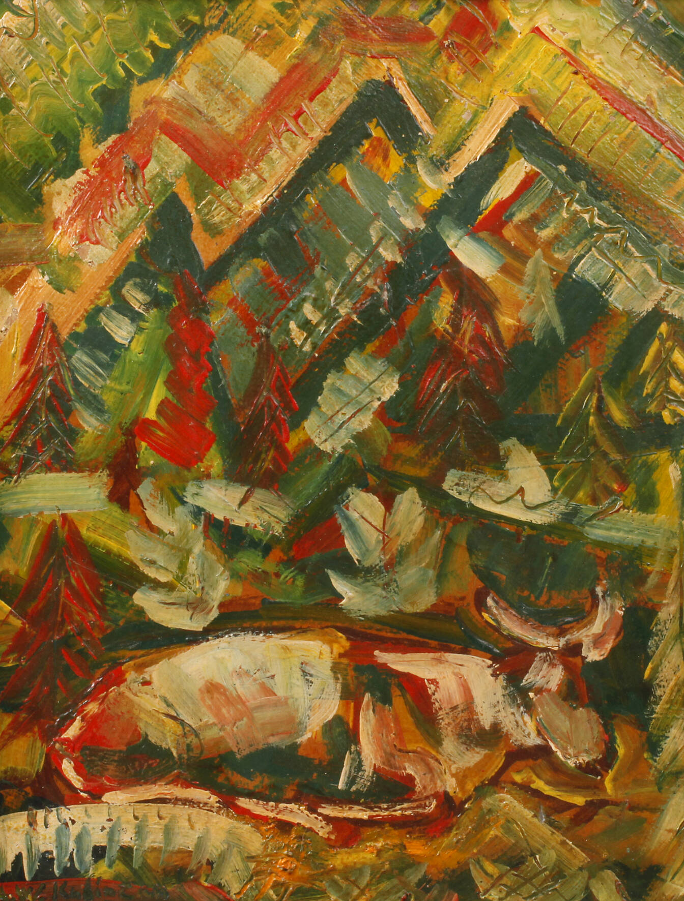 Arnold Peter Weisz-Kubínčan, Ruhendes Rind im Wald