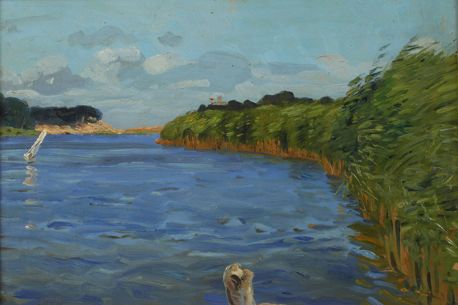 Mediterrane Seelandschaft mit Boot