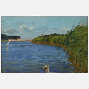 Mediterrane Seelandschaft mit Boot