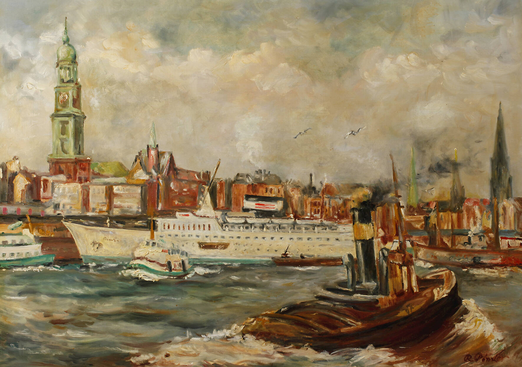 Hamburger Hafen mit Landungsbrücken