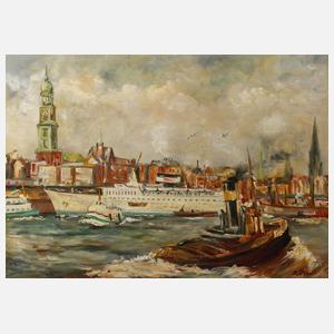 Hamburger Hafen mit Landungsbrücken