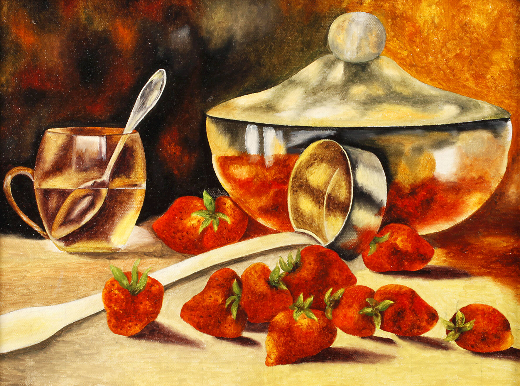 Stillleben mit Erdbeerbowle