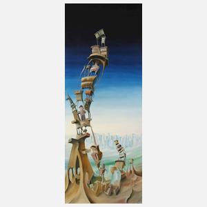 Surrealist "Aufgestapelte Bürokratie"