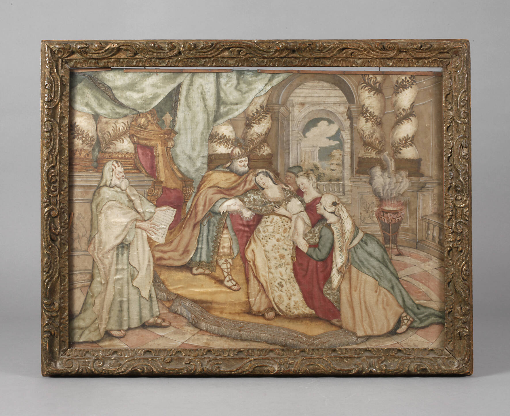 Barocke Brokatstickerei