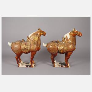 Paar große Keramik Pferde