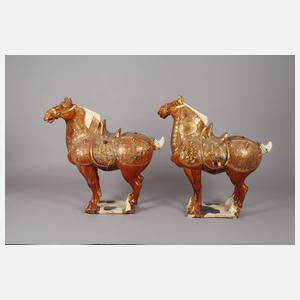Paar große Keramik Pferde