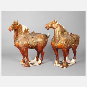 Paar große Keramik Pferde