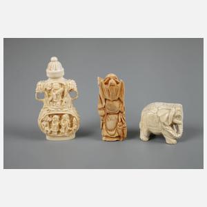 Konvolut Horn bez. Beinschnitzereien