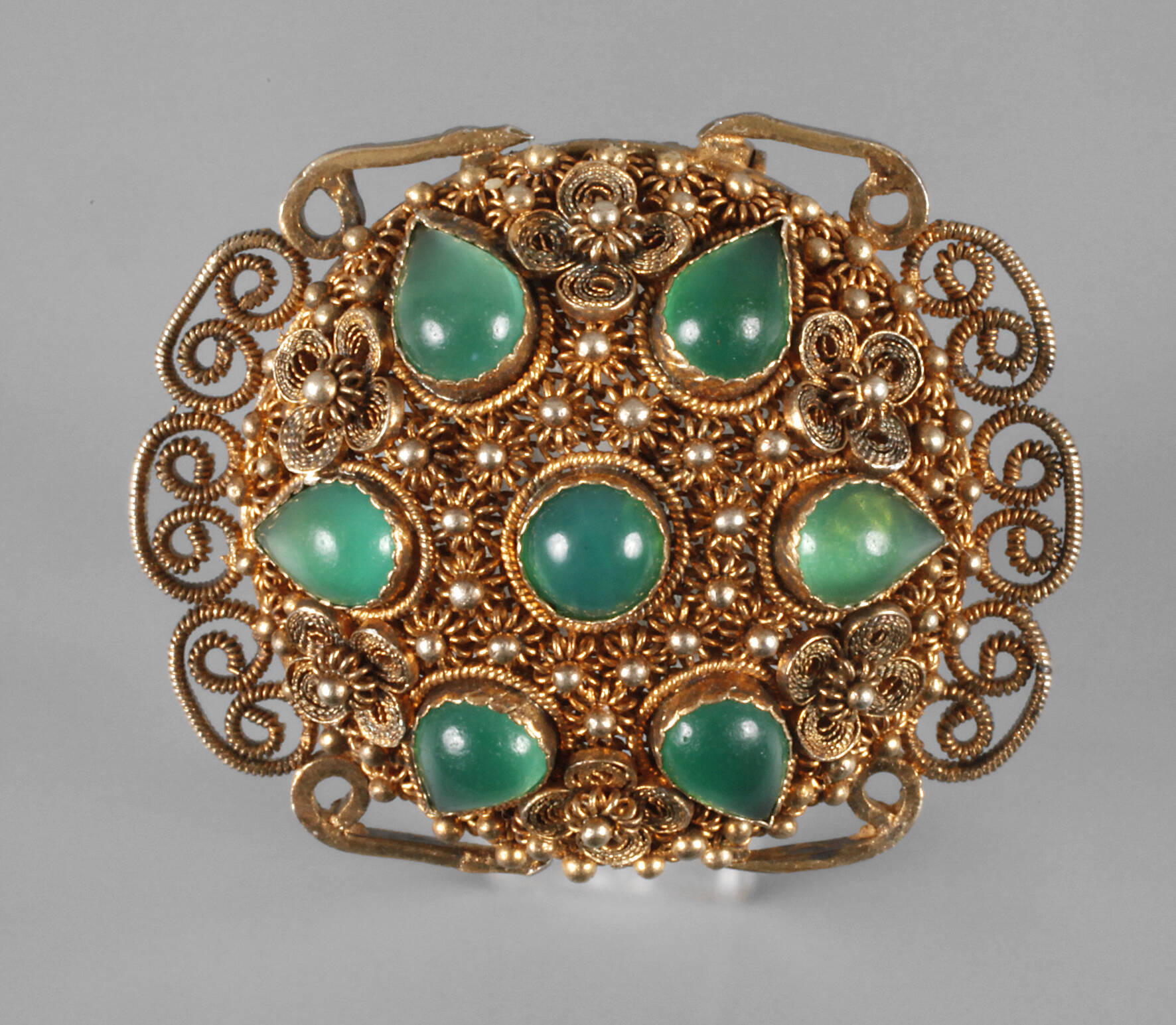 Brosche mit Chrysopras