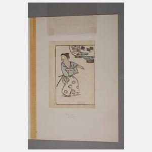 Farbholzschnitt Bumpo Kawamura