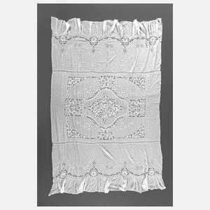 Große Handarbeitsdecke Weißstickerei