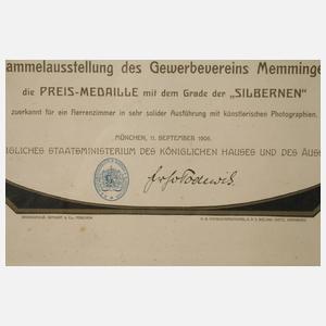 Jugendstilurkunde Gewerbeverein Memmingen