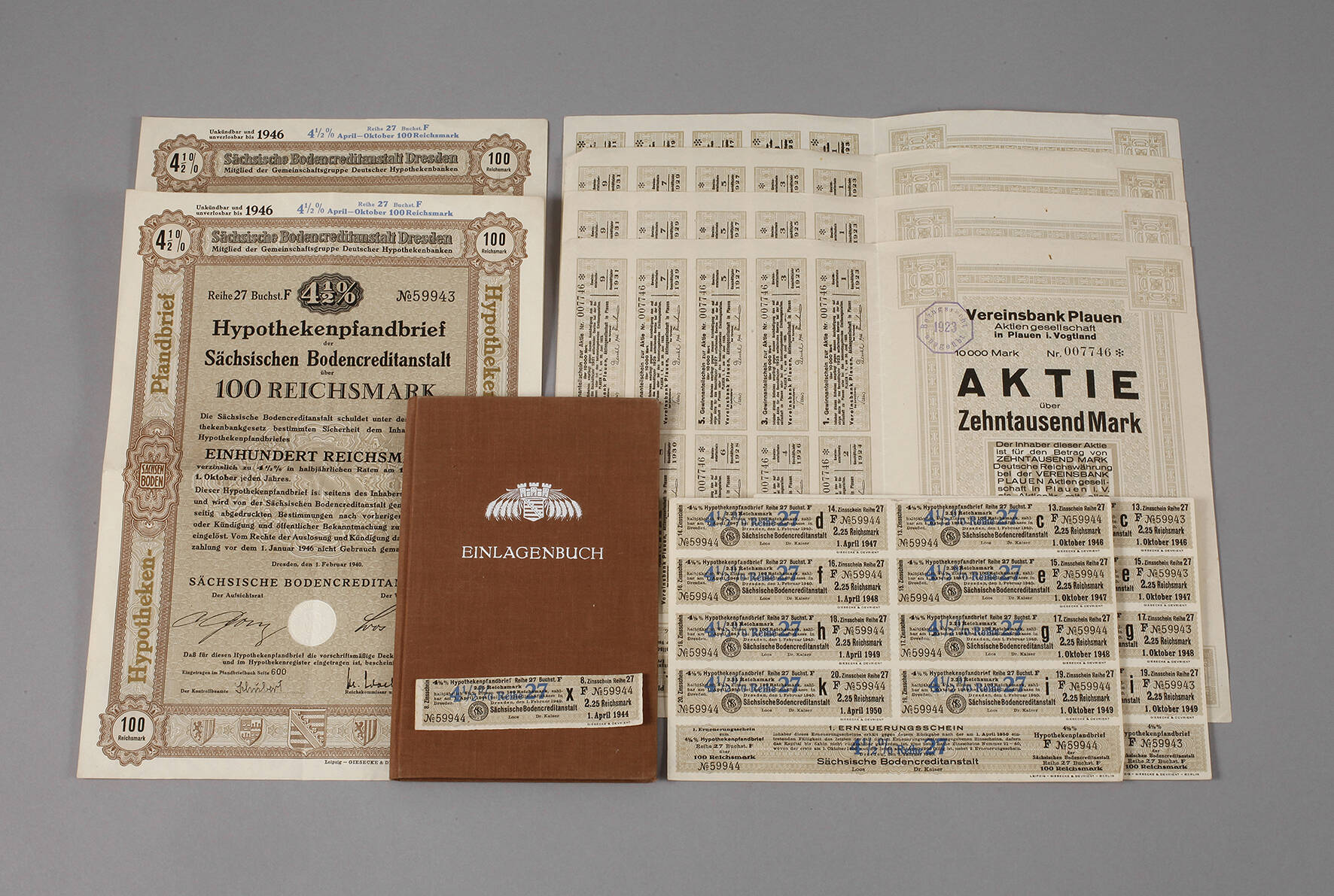Konvolut Aktien Plauen und Dresden