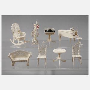 Konvolut Miniaturmöbel Elfenbein