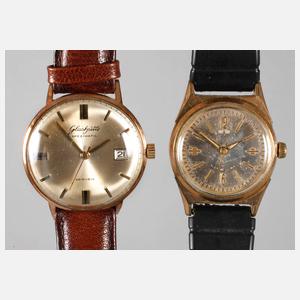 Zwei Armbanduhren Glashütte