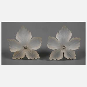 Paar Ohrstecker mit Bergkristall und Brillanten