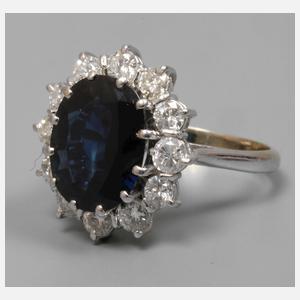 Damenring mit Saphir und Brillanten