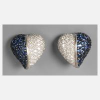 Paar Ohrclips mit Diamanten und Saphiren111