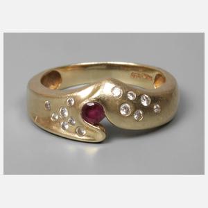 Damenring mit Rubin und Brillanten