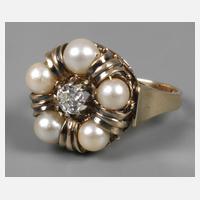Damenring mit Perlen und Diamant111