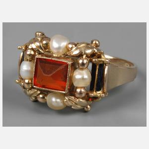 Damenring mit Perlen und Citrin