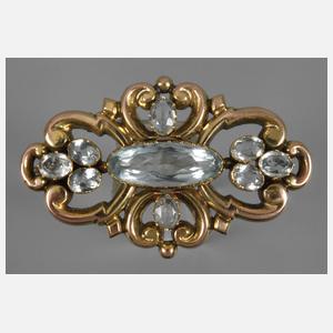 Historismusbrosche mit Aquamarinen