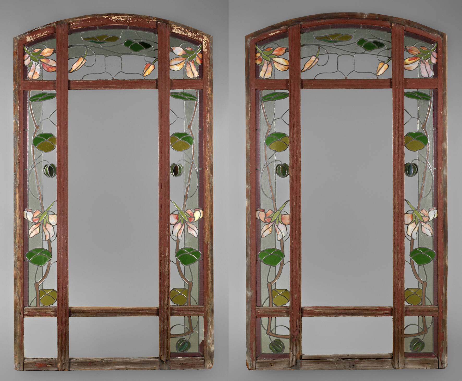 Paar Bleiglasfenster Jugendstil