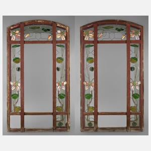 Paar Bleiglasfenster Jugendstil