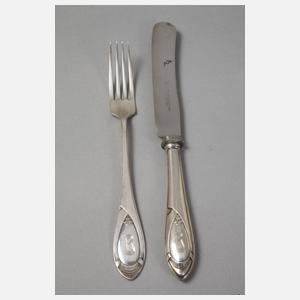 Silber Menübesteck für zwölf Personen