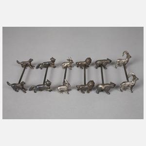 WMF zwölf Messerbänkchen mit Tiermotiven