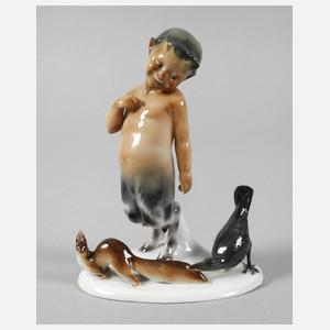 Goebel Faun mit Eichhörnchen und Rabe