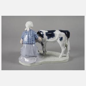 Meissen Figur "Bauernmädchen mit Kalb"