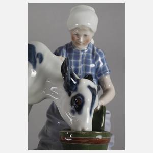 Meissen Figur "Bauernmädchen mit Kalb"