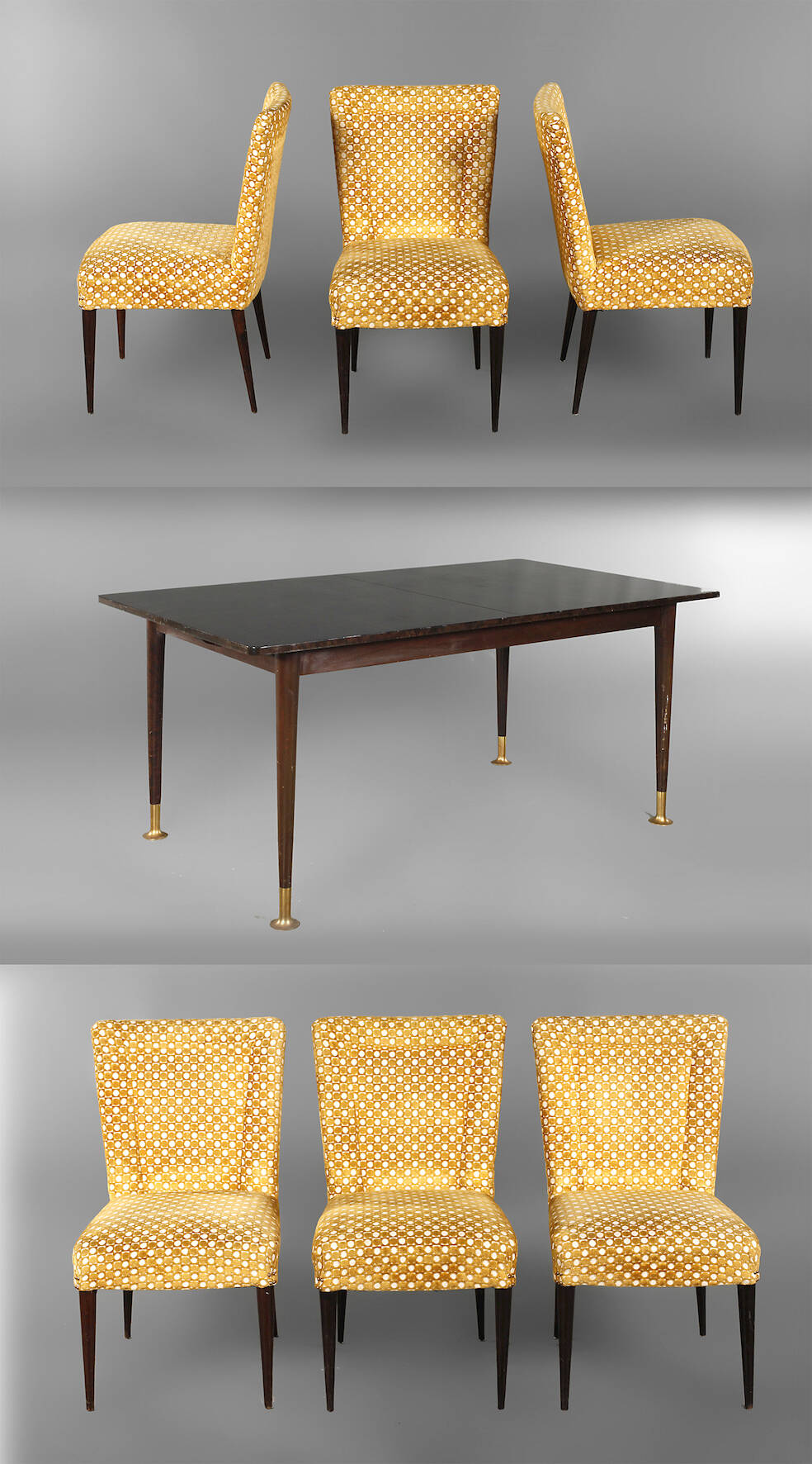 Auszugstisch mit sechs Stühlen