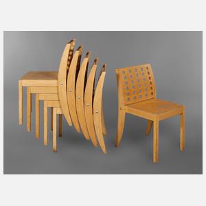 Sechs Stapelstühle Thonet